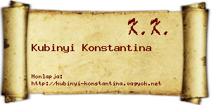 Kubinyi Konstantina névjegykártya